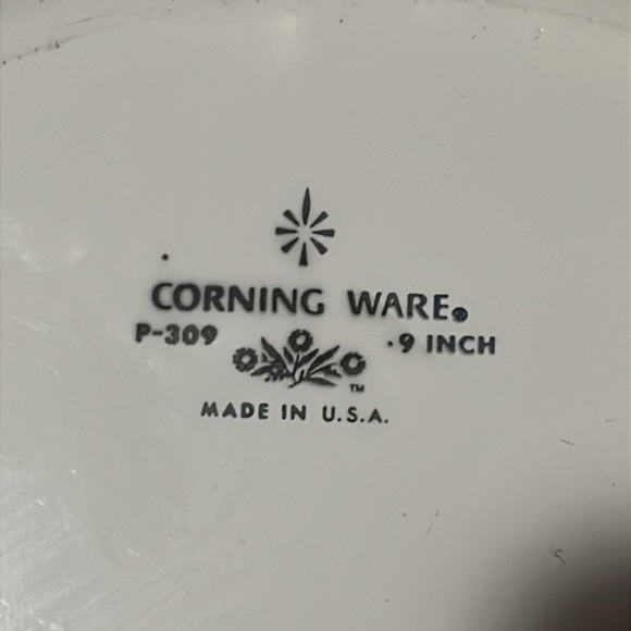 Vintage Corning Ware Blue Cornflower 9'' X 1-1/4” Pie Plate P-309 Baking Dish - Picture 3 of 4